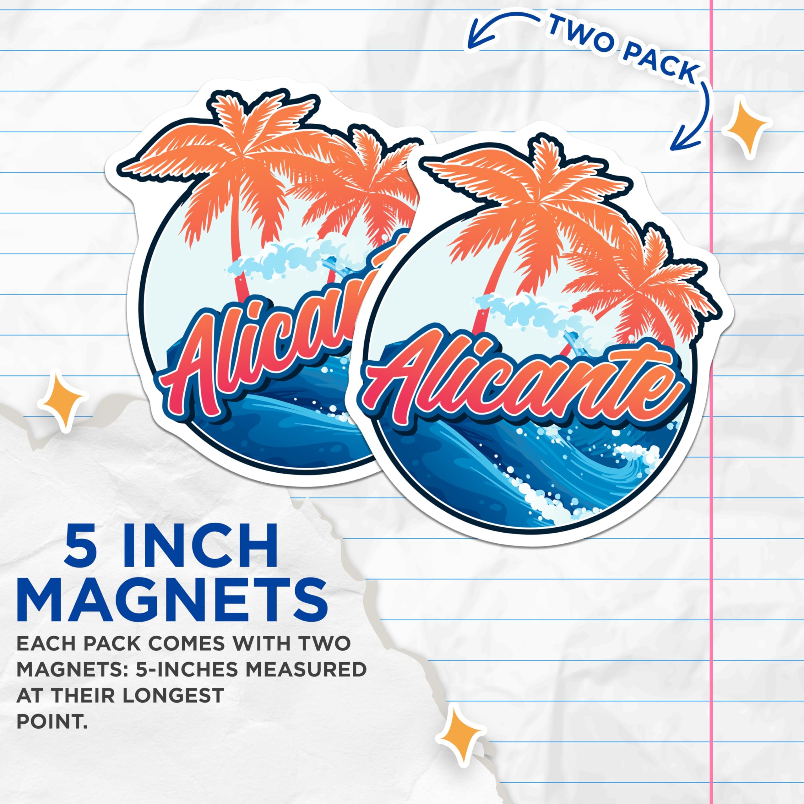 (2 Pack) Alicante Spain Magnets - Travel Souvenir - Spanish City Refrigerator Magnets - 5" On Longest Side - Premium Magnet - for Cars, Refrigerators, Toolboxes, Lockers - Made in USA - MAG18707