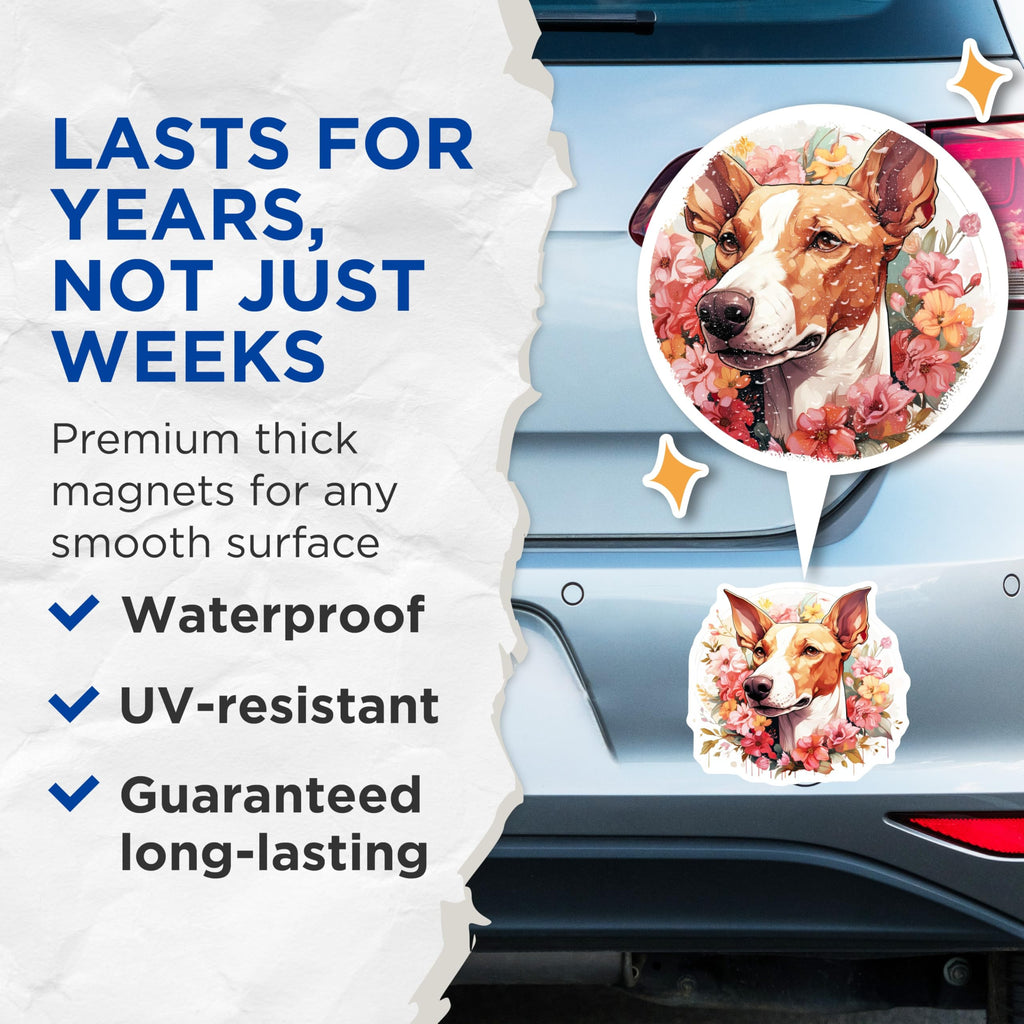 (2 Pack) Floral Dog Art Magnets - Pet Lover Decor - Animal Kitchen Accents for Dog Parents - 5 Inches On Longest Side - Thick Durable Magnet - Made in USA - MAG26789