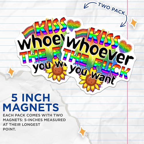 (2 Pack) Pride Rainbow Magnets Magnets - Inspirational Quote Magnet - LGBTQ Support Decor - 5" On Longest Side - Made in USA - Sticks to Refrigerators & Metal Surfaces - MAG9192