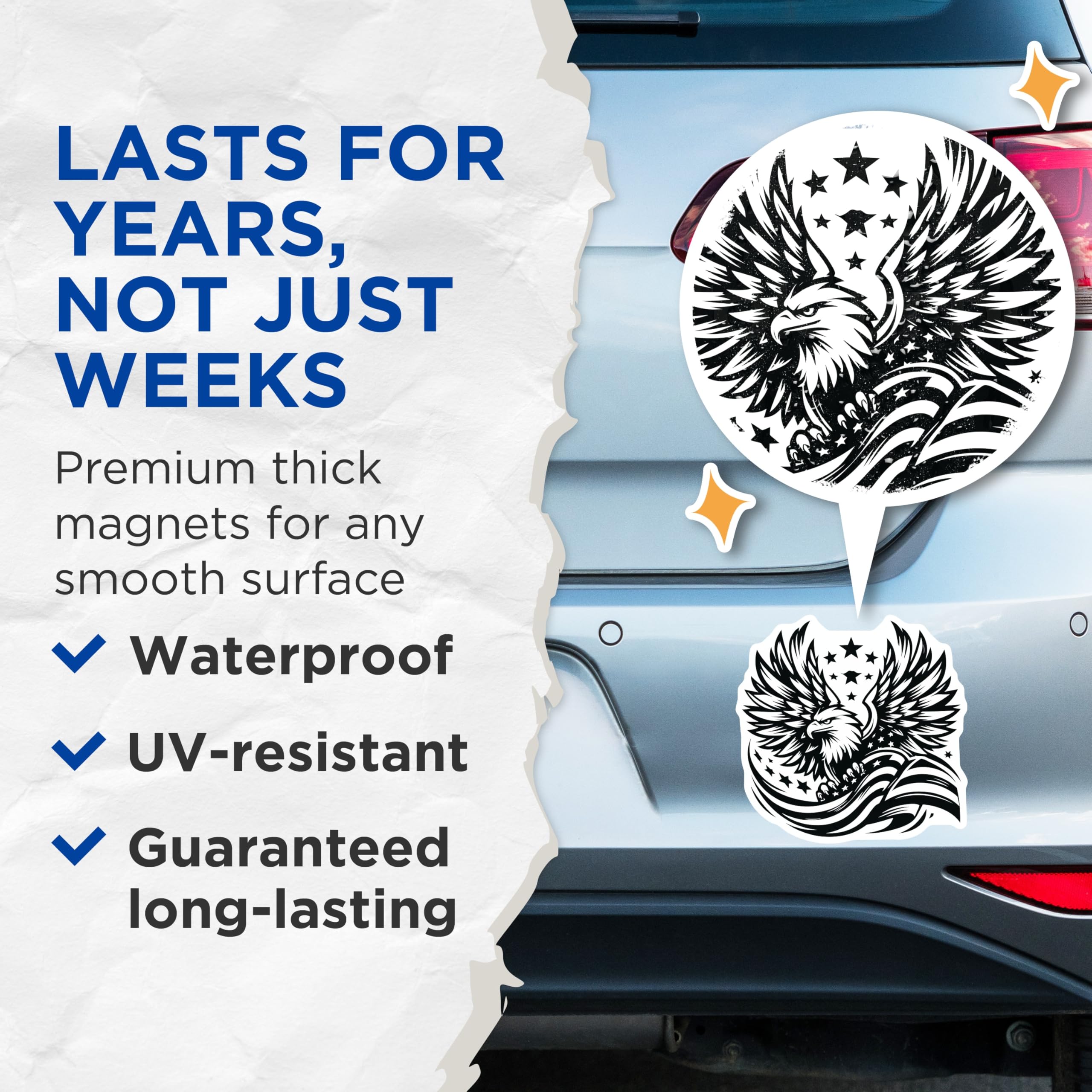 (2 Pack) American Eagle Magnets - Patriotic Decor - USA Pride Fridge Magnets - 5" On Longest Side - Premium Magnet - for Cars, Refrigerators, Toolboxes, Lockers - Made in USA - MAG16591