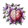 (2 Pack) Brain Heart Magnets - Orchid Flower Art - Anatomy Love Symbol Decor - Mind Body Balance - Floral Illustration - 5 Inches On Longest Side - Thick Durable Magnet - Made in USA - MAG19663