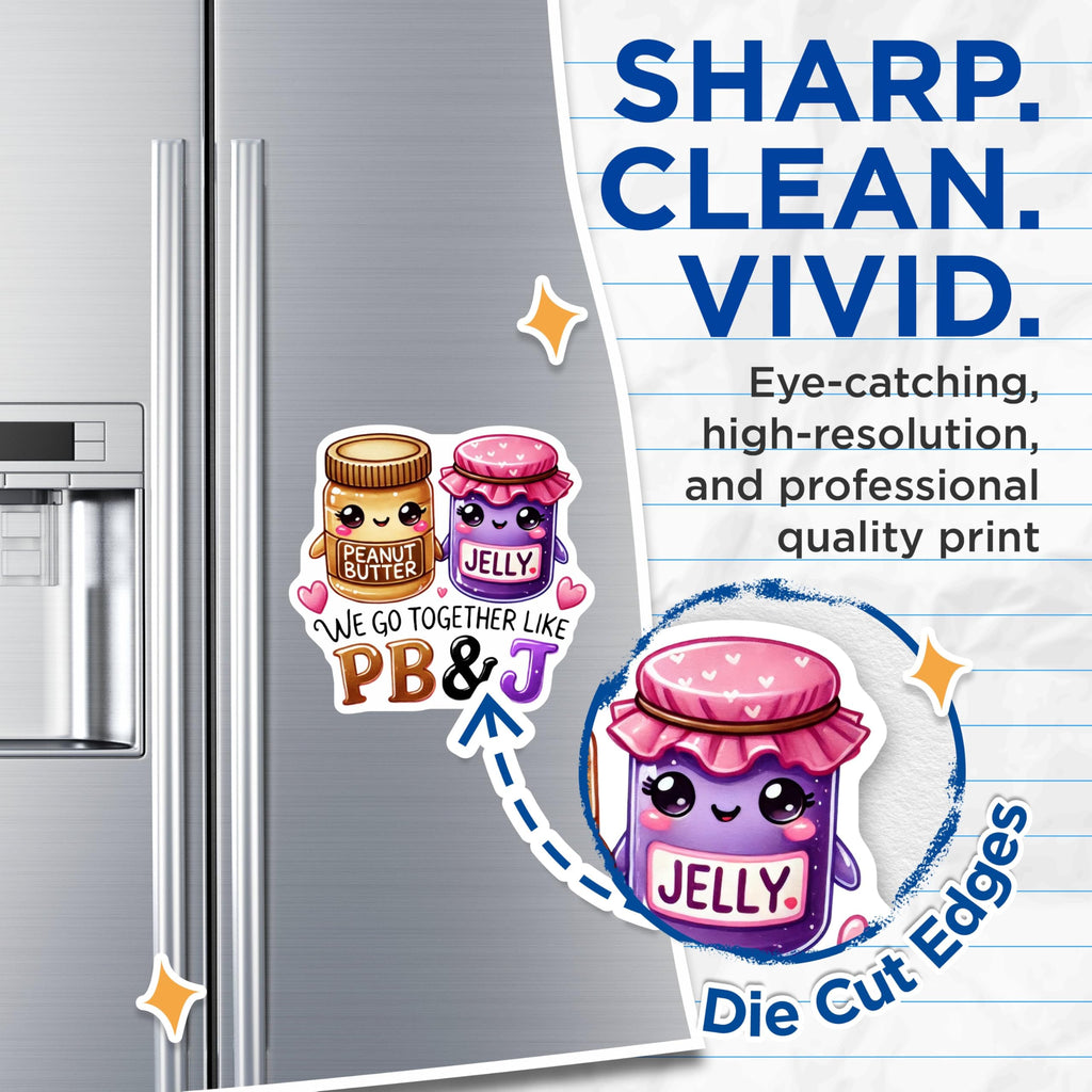 (2 Pack) Cute Foodie Magnets - Peanut Butter and Jelly Magnets - Fun Kitchen Decor Magnets - 5" On Longest Side - for Cars, Refrigerators, Toolboxes, Lockers - Made in USA MAG3543