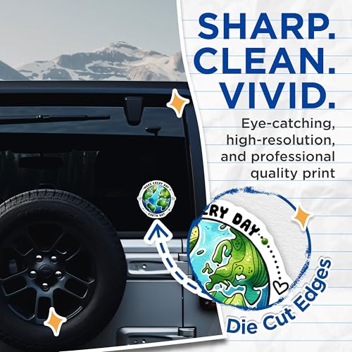 (2 Pack) Earth Day Stickers - Make Every Day Earth Day - Eco-Friendly Awareness Decals - 5" On Longest Side - Sticks to Smooth Flat Surfaces - Made in USA - BMCS9752