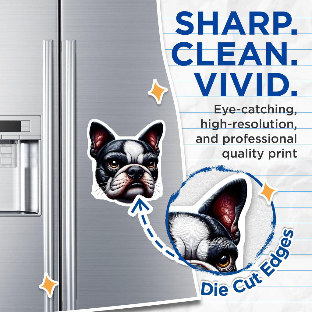 (2 Pack) Boston Terrier Magnets - Dog Lover Decor - Fridge Locker Magnets - 5" On Longest Side - Premium Magnet - for Cars, Refrigerators, Toolboxes, Lockers - Made in USA - MAG14464