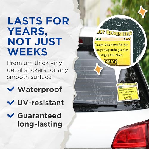 (2 Pack) Daily Reminder Stickers - Motivational Quotes - Positive Vibes - 5" On Longest Side - Sticks to Smooth Flat Surfaces - Made in USA - BMCS8324