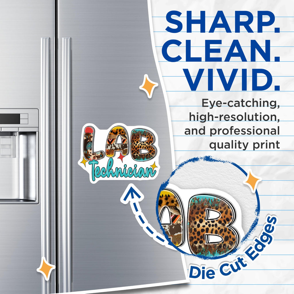 (2 Pack) Lab Technician Magnets - Animal Print Decor - Lab Tech Magnets for Fridge - 5" On Longest Side - Premium Magnet - for Cars, Refrigerators, Toolboxes, Lockers - Made in USA - MAG17845