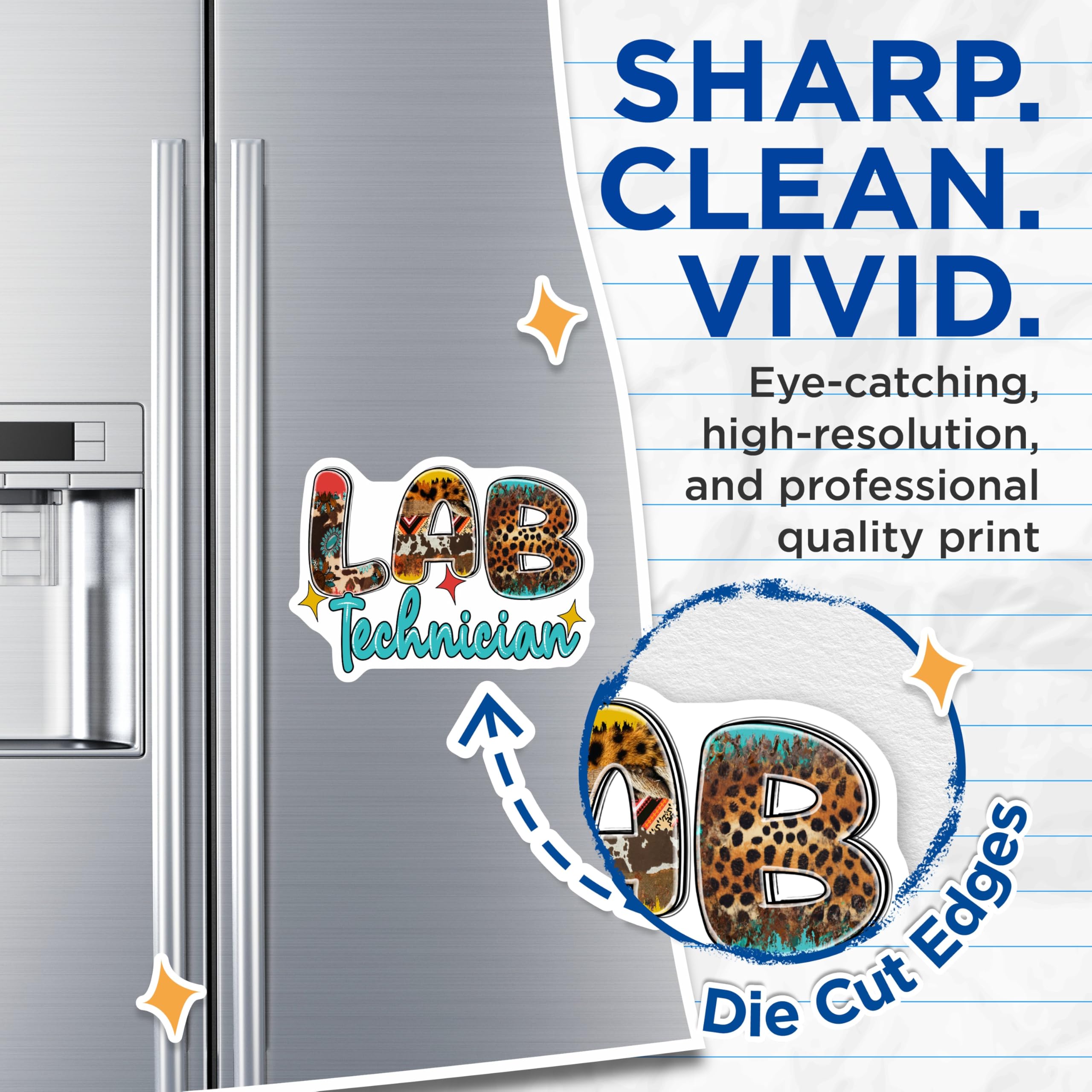(2 Pack) Lab Technician Magnets - Animal Print Decor - Lab Tech Magnets for Fridge - 5" On Longest Side - Premium Magnet - for Cars, Refrigerators, Toolboxes, Lockers - Made in USA - MAG17845