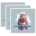(3 Pack) Hippopotamus Decals - Cute Hippo - Laptop Decals - 3 Inches On Longest Side - Easy Peel & Apply - Made in USA - 3MCS7464