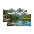 (2 Pack) Mountain Lake Reflection Magnets - Pine Forest Mountain View - Outdoor Adventure Decor - 5 Inches On Longest Side - Thick Durable Magnet - Made in USA - MAG39221