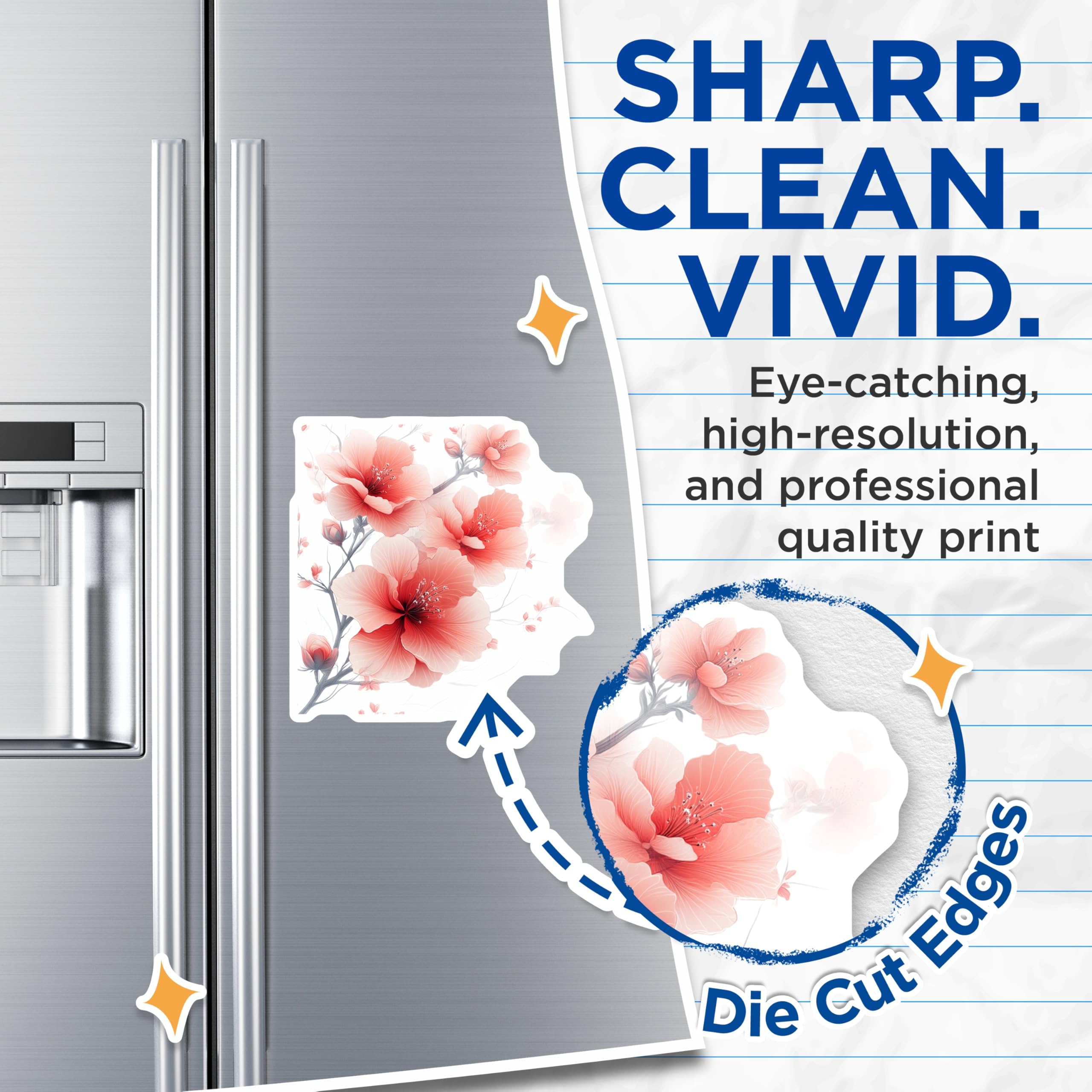 (2 Pack) Pink Floral Magnets - Spring Blossom Decor - Refrigerator Locker Display - 5 Inches On Longest Side - Thick Durable Magnet - Made in USA - MAG25295