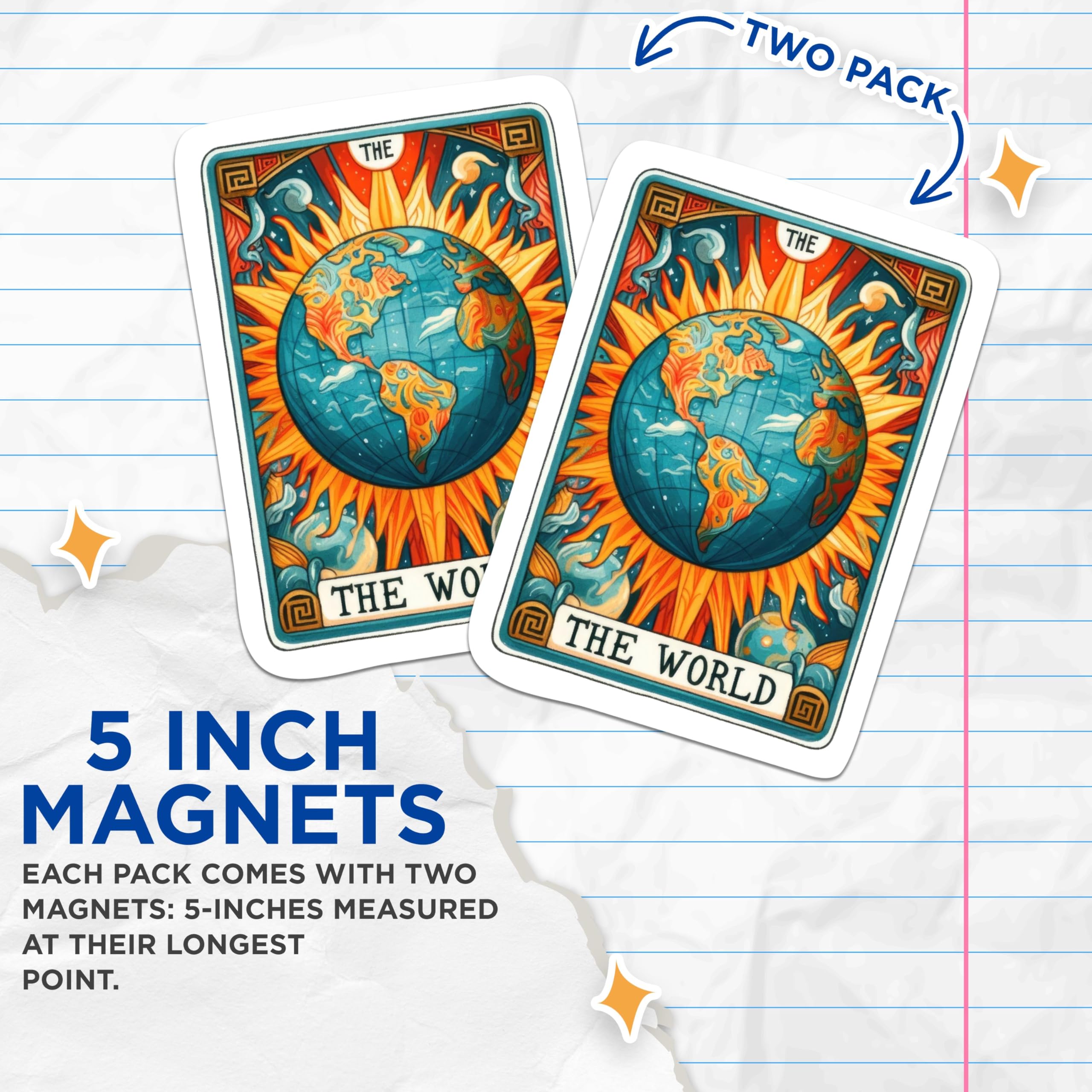 (2 Packs) The World Tarot Card Magnets - Spiritual Mystic Metaphysical Earth Magnets - 5 Inches On Longest Side - Premium Magnet - for Fridges, Toolboxes, Cars - Made in USA - MAG2254