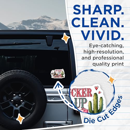 (2 Pack) Cowboy Stickers - Pucker Up Stickers - Western Themed Stickers - 5" On Longest Side - Sticks to Any Smooth Flat Surface - Made in USA - BMCS3152