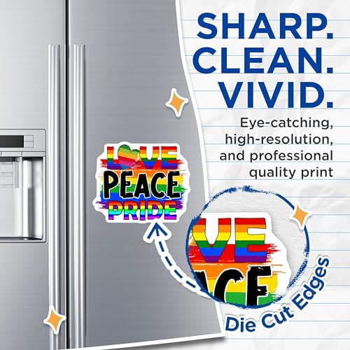 (2 Pack) Pride Magnets Magnets - Love Peace Pride - 5" On Longest Side - Made in USA - Sticks to Refrigerators & Metal Surfaces - MAG9196