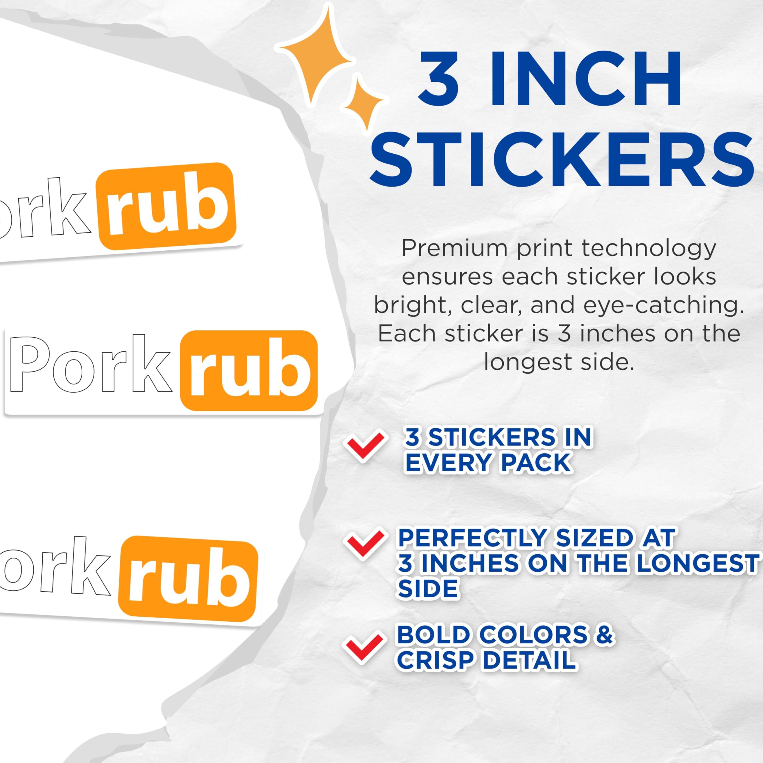 (3 Pack) Pork Rub Decals - Funny BBQ - Laptop Decal - 3 Inches On Longest Side - Easy Peel & Apply - Made in USA - 3MCS0528