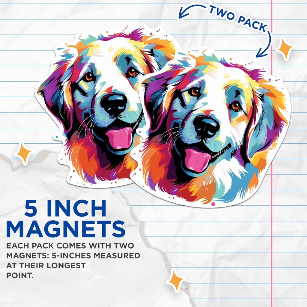 (2 Pack) Great Pyrenees Dog Breed Magnets - 5 Inches On Longest Side - Choose from Over 100 Dog Breeds - for Cars, Refrigerators, Toolboxes - Made in USA - MAG1870