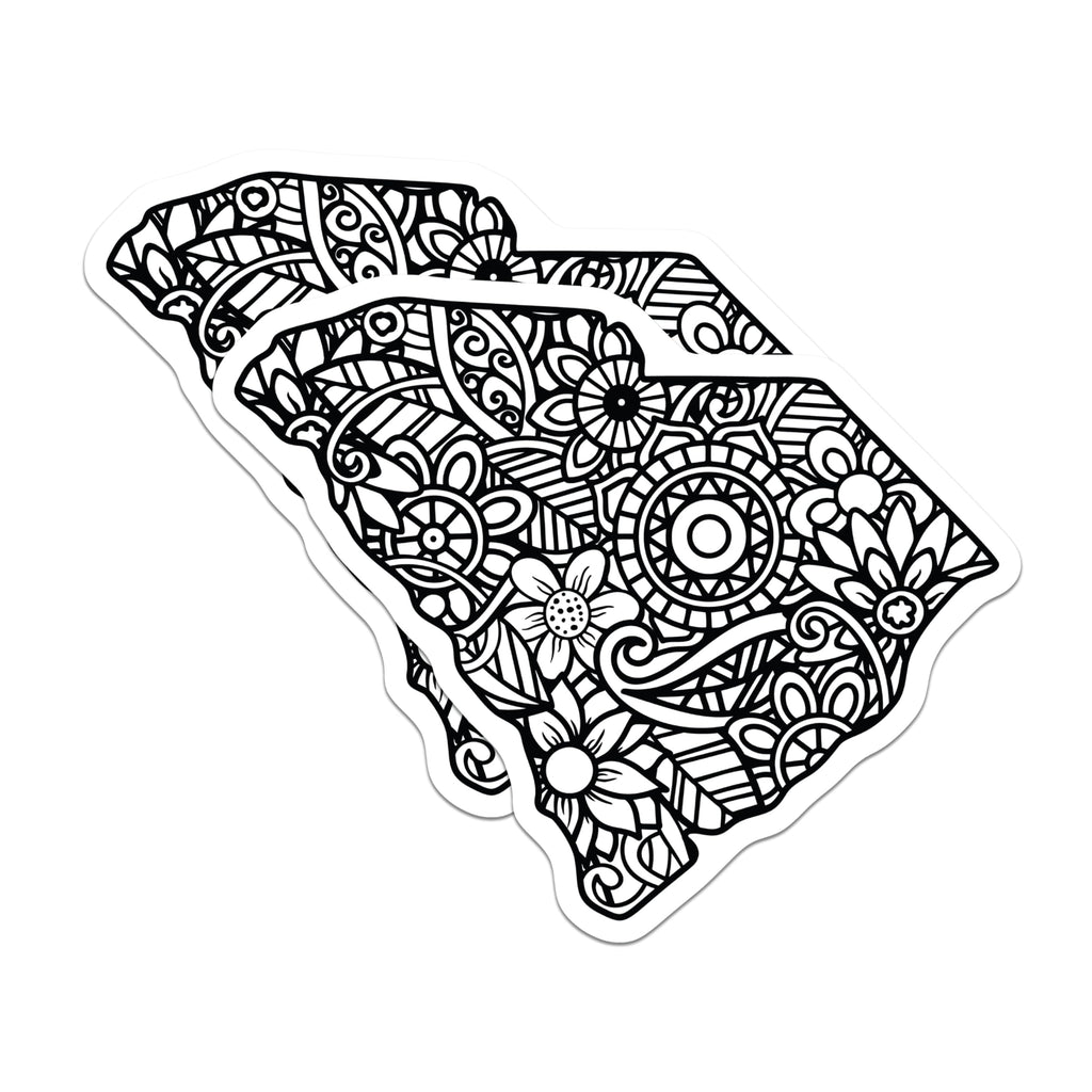 (2 Pack) South Carolina Magnets - SC State Outline Decor - Floral Mandala Art - Southern Pride Accent - State Map Collection - 5 Inches On Longest Side - Thick Durable Magnet - Made in USA - MAG19199