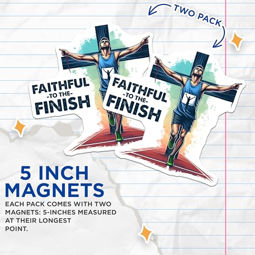 (2 Pack) Inspirational Runner Magnet - Motivational Decor - 5" On Longest Side - Sticks to Smooth Flat Surfaces - Made in USA - MAG9640