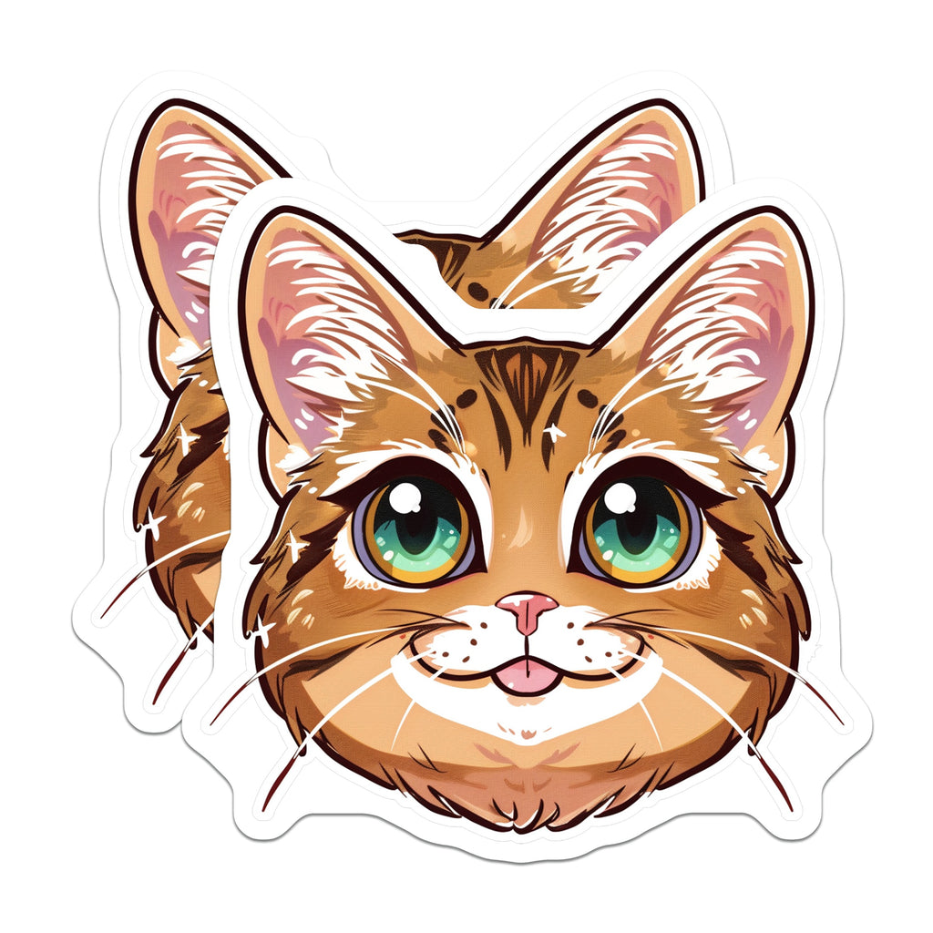 (2 Pack) Kawaii Cat Magnets - Cute Anime Kitten Face - Pet Lover Fridge Locker Decor - 5 Inches On Longest Side - Thick Durable Magnet - Made in USA - MAG38429