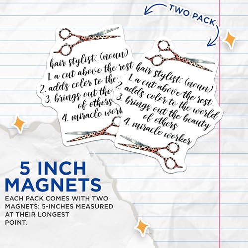 (2 Pack) Hair Stylist Definition Magnets - Funny Hairdresser Decor - 5" On Longest Side - for Cars, Fridges, Toolboxes - Made in USA - MAG7578