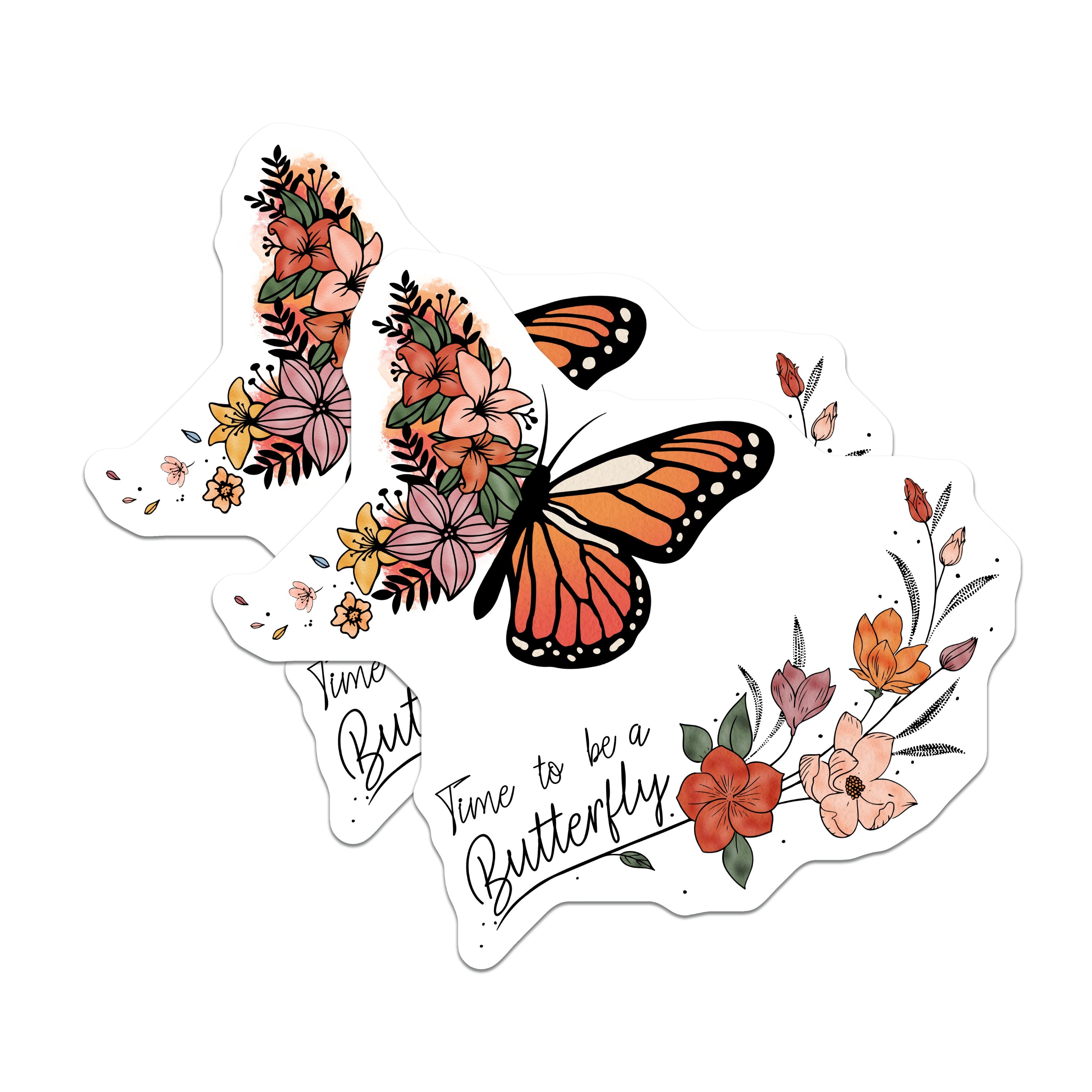 (2 Pack) Butterfly Inspirational Magnets - Floral Boho Refrigerator Decor - New Beginnings Positive Quote - 5 Inches On Longest Side - Thick Durable Magnet - Made in USA - MAG38694