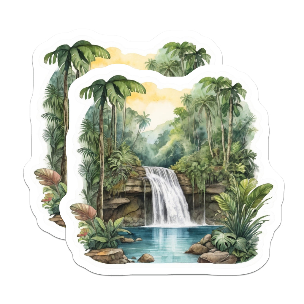 (2 Pack) Tropical Waterfall Magnets - Lush Jungle Landscape - Nature Inspired Decor - Exotic Rainforest Fridge Magnets - 5 Inches On Longest Side - Thick Durable Magnet - Made in USA - MAG39430
