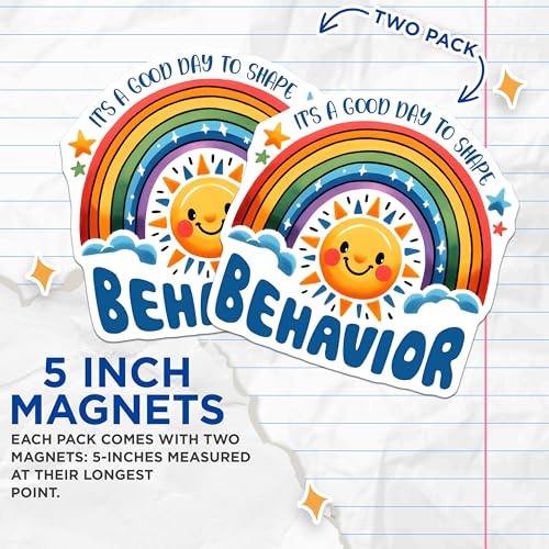 (2 Pack) Rainbow Sun Magnets - Motivational Quote Magnets - Bright Colorful Magnets - 5" On Longest Side - for Cars, Refrigerators, Toolboxes, Lockers - Made in USA BMCS3170