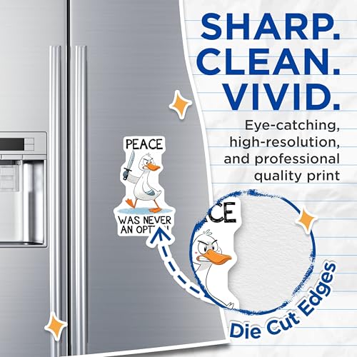 (2 Pack) Peace was Never an Option Magnets - Funny Duck Cartoon - Quirky Art - 5" On Longest Side - for Cars, Refrigerators, Toolboxes, Lockers - Made in USA BMCS3311