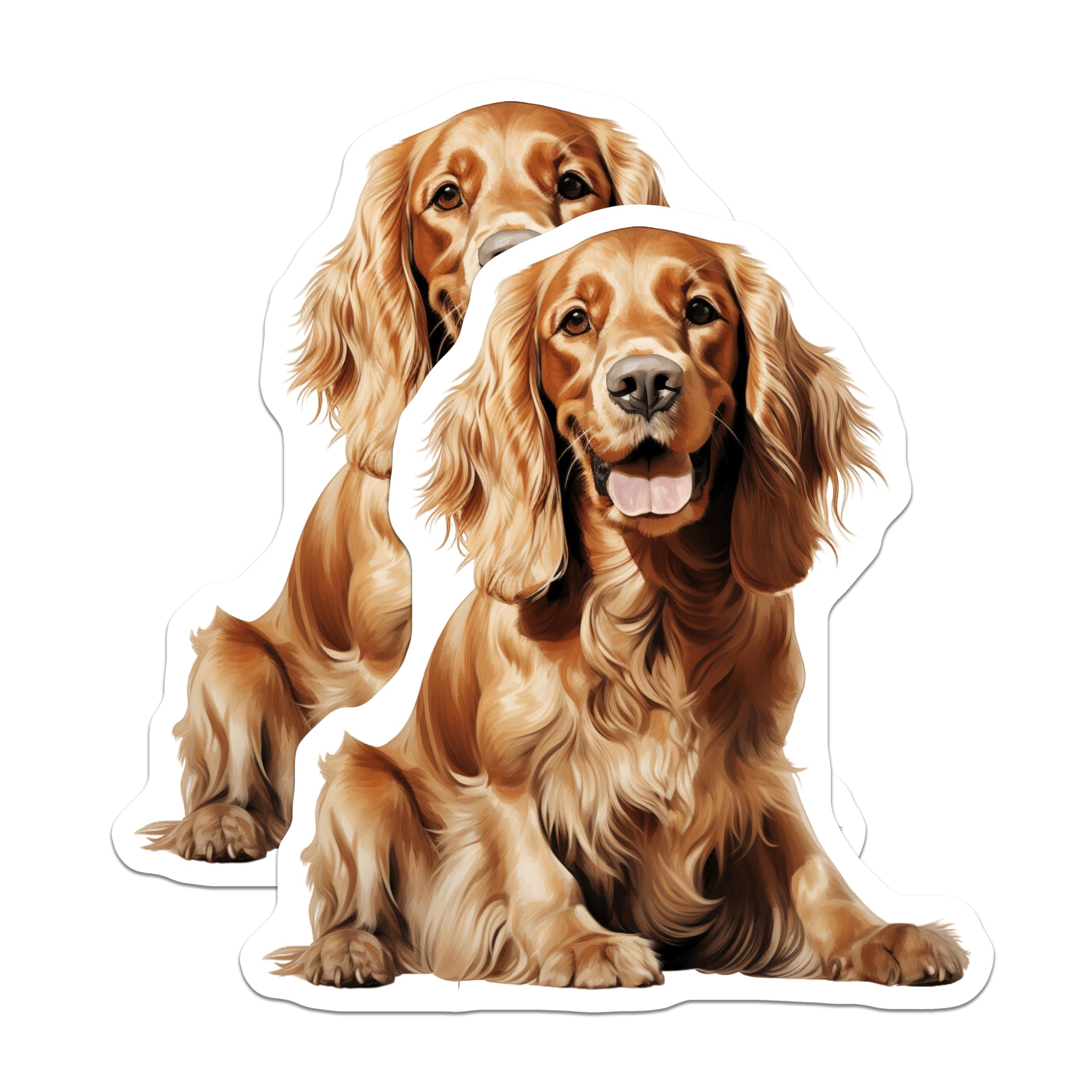 (2 Pack) Cocker Spaniel Dog Magnets - Happy Spaniel Art - Pet Lover Refrigerator Decor - Canine Puppy Design - 5 Inches On Longest Side - Thick Durable Magnet - Made in USA - MAG28111