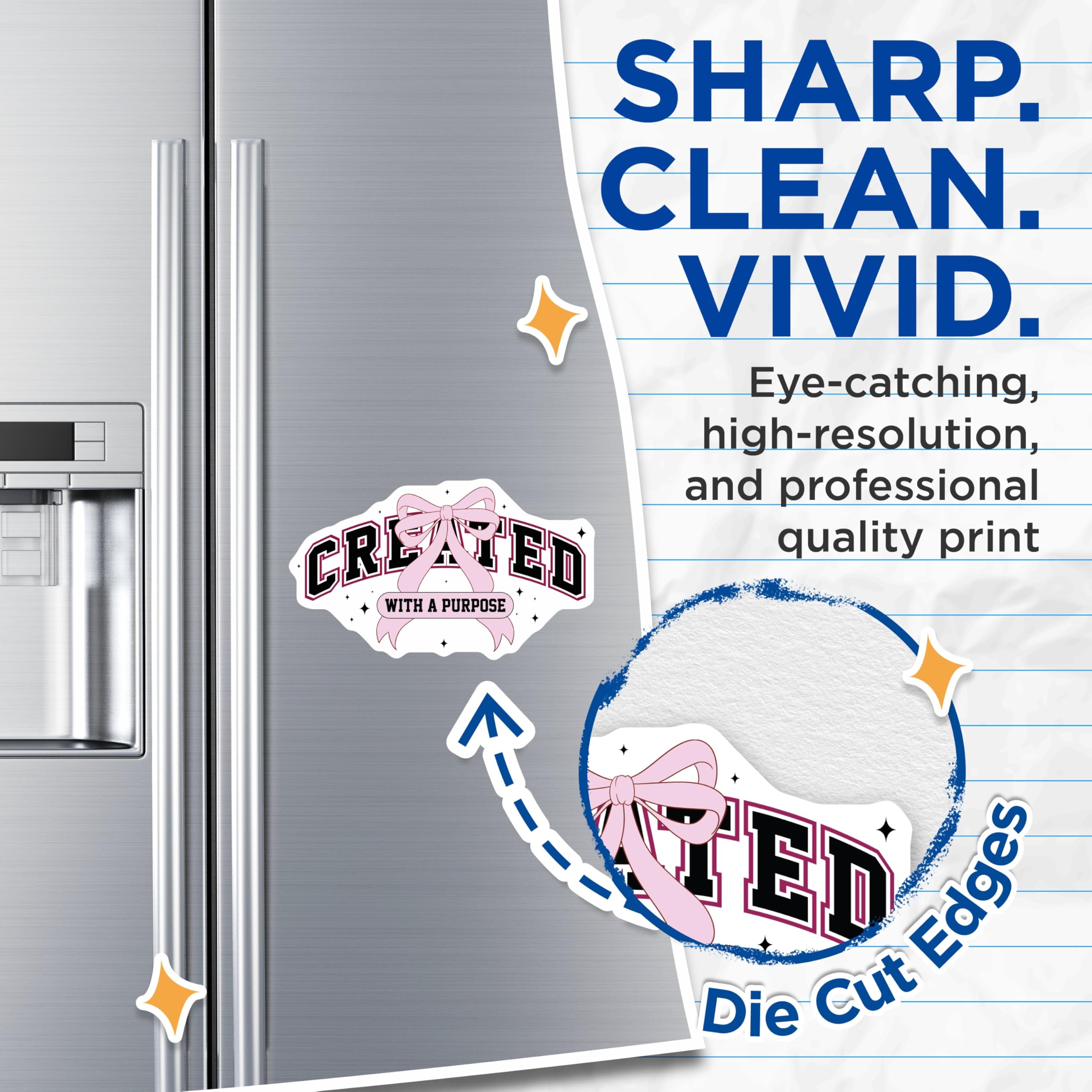 (2 Pack) Created with Purpose Magnets - Motivational Affirmation Statement - Inspirational Pink Ribbon Collegiate Decor - 5 Inches On Longest Side - Thick Durable Magnet - Made in USA - MAG24123