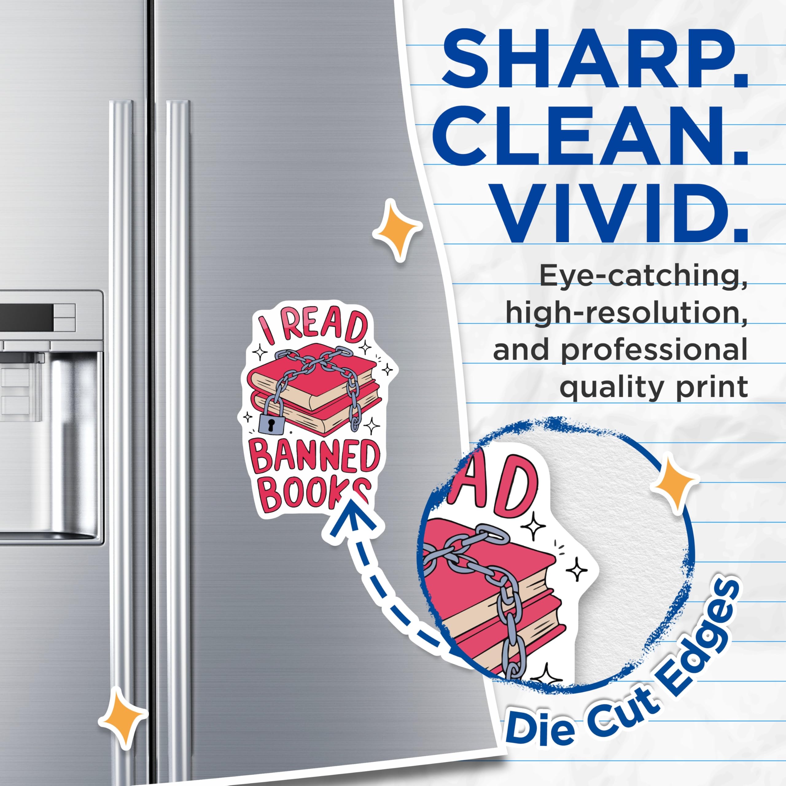(2 Pack) Banned Books Magnets - Freedom to Read Statement - Book Lover Literary Decor - 5 Inches On Longest Side - Thick Durable Magnet - Made in USA - MAG21264