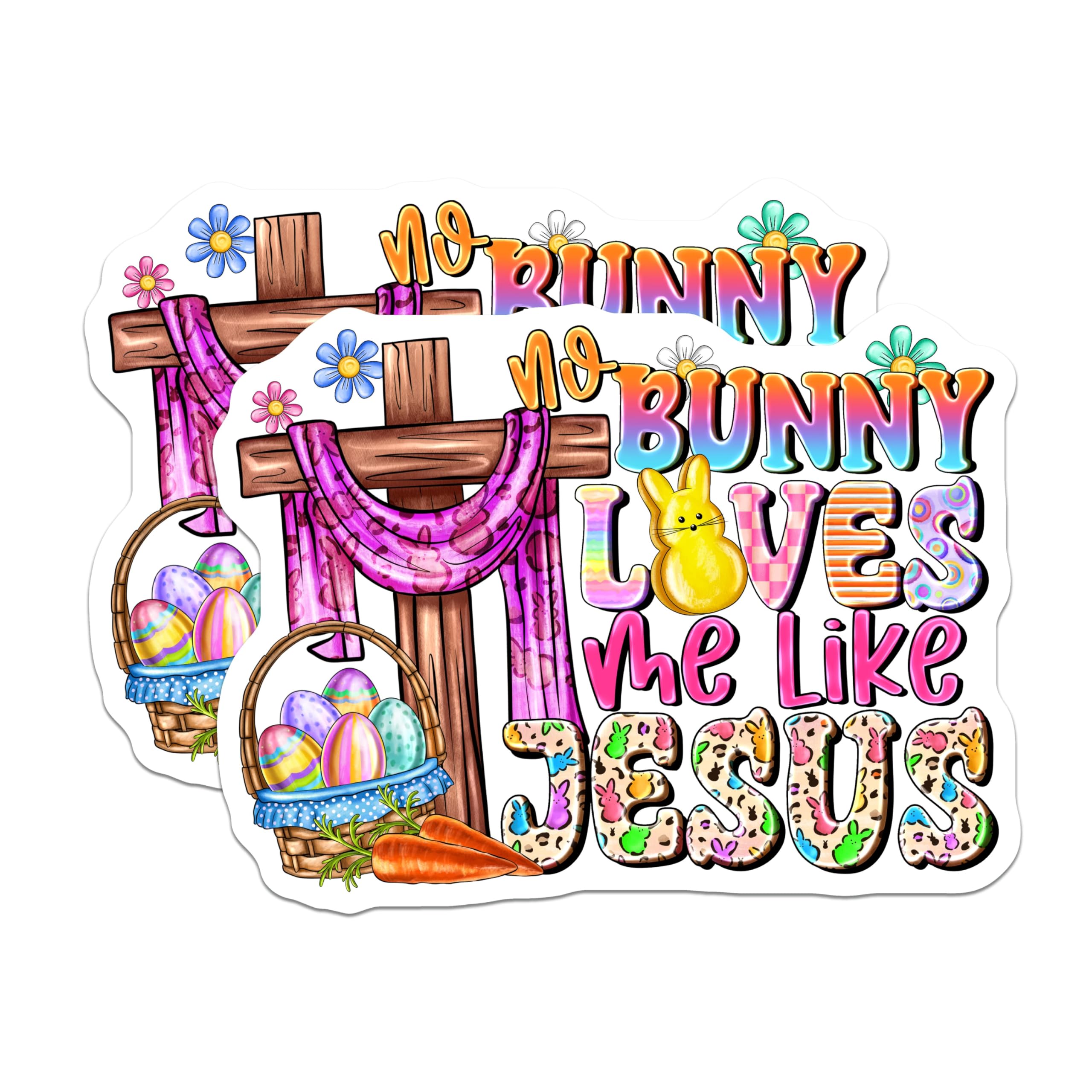 (2 Pack) Christian Easter Magnets - Religious Jesus Decor - No Bunny Loves Like Jesus Spring Holiday Magnet - 5 Inches On Longest Side - Thick Durable Magnet - Made in USA - MAG25294