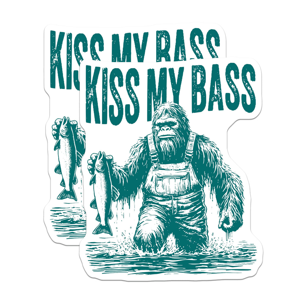 (2 Pack) Humorous Bigfoot Fishing Magnets - Sasquatch Bass Angler Decor - Funny Cryptozoology Refrigerator Accents - 5 Inches On Longest Side - Thick Durable Magnet - Made in USA - MAG20599