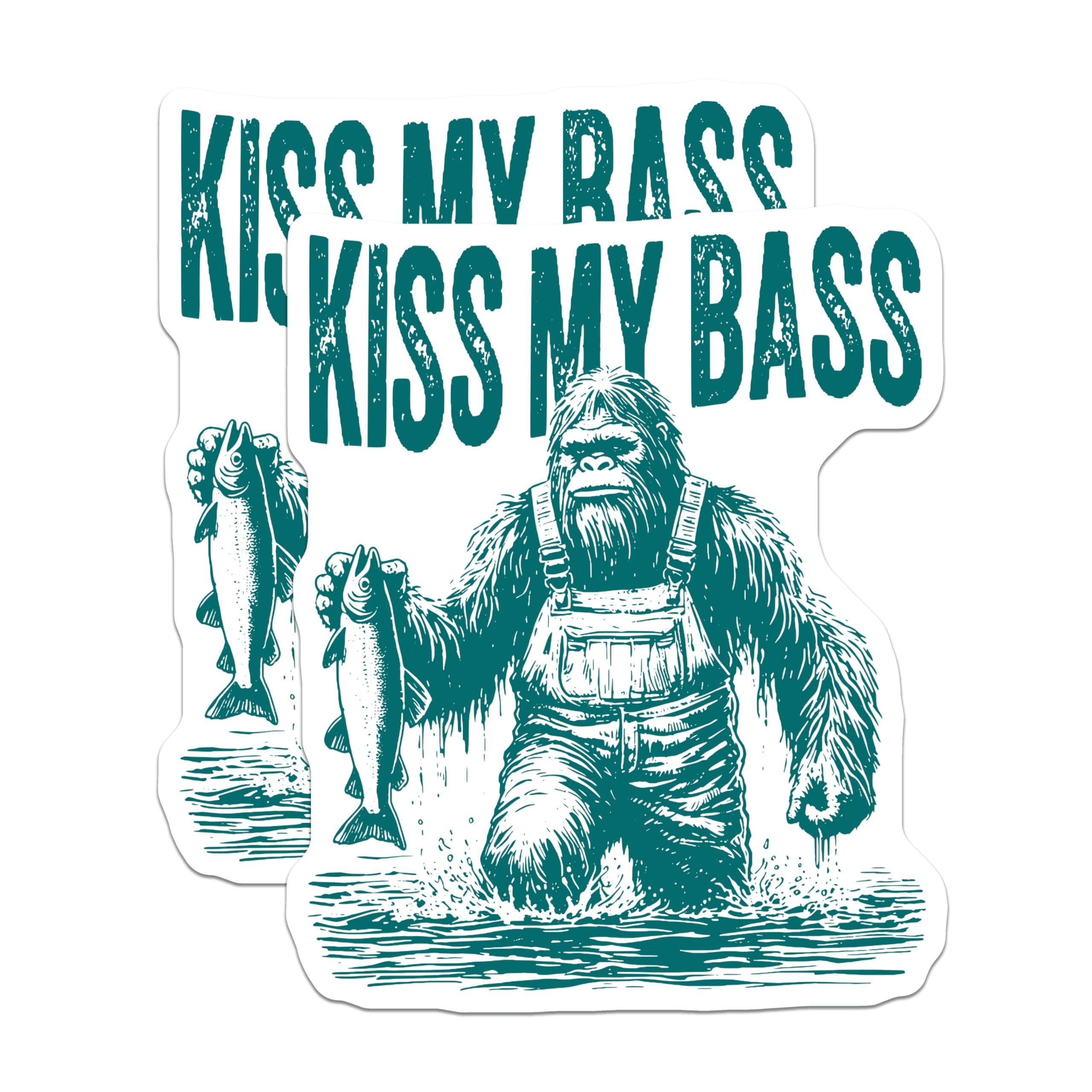 (2 Pack) Humorous Bigfoot Fishing Magnets - Sasquatch Bass Angler Decor - Funny Cryptozoology Refrigerator Accents - 5 Inches On Longest Side - Thick Durable Magnet - Made in USA - MAG20599