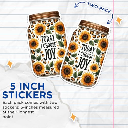 (2 Pack) Inspirational Quote Stickers - Sunflower Stickers - Motivational Stickers - 5" On Longest Side - Sticks to Any Smooth Flat Surface - Made in USA - BMCS2893