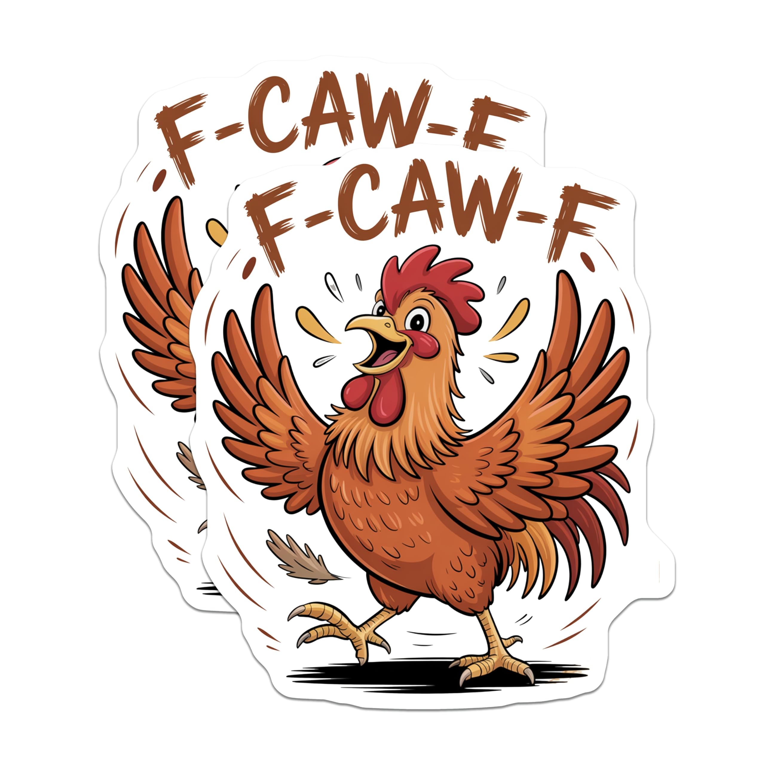 (2 Pack) Hilarious Rooster Magnets - Farm Animal Humor - F-CAW-F Chicken Expressions - 5 Inches On Longest Side - Thick Durable Magnet - Made in USA - MAG19517