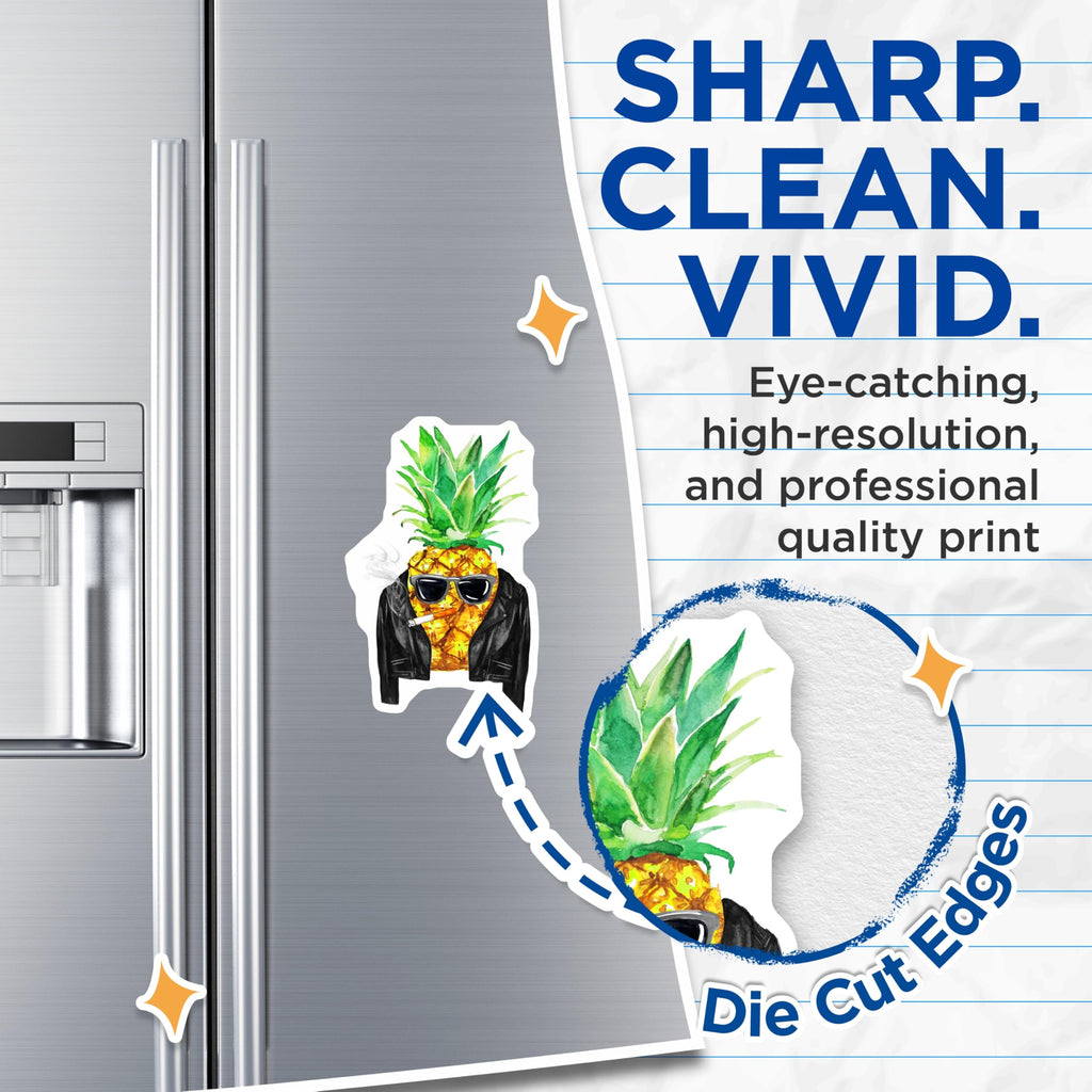 (2 Pack) Pineapple Cool Magnets - Smoking Pineapple - Rocker Pineapple Illustration - 5" On Longest Side - Premium Magnet - for Cars, Refrigerators, Toolboxes, Lockers - Made in USA - MAG16760