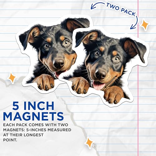 (2 Pack) Cute Puppy Face Magnet - Animal Lover Decoration - 5" On Longest Side - Sticks to Smooth Flat Surfaces - Made in USA - MAG9857