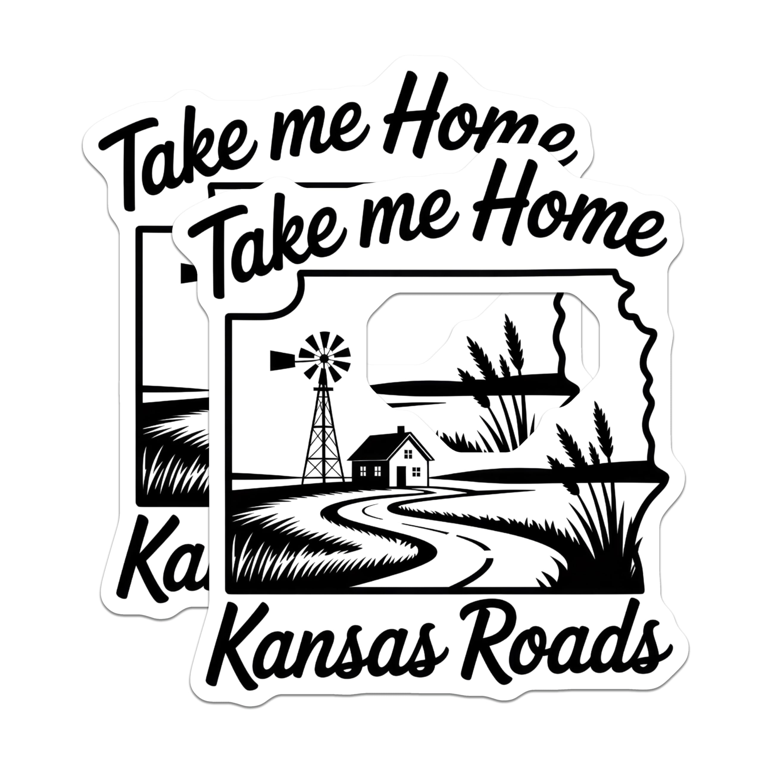 (2 Pack) Kansas Roads Magnets - Take Me Home - Farmhouse State Souvenir - 5" On Longest Side - Premium Magnet - for Cars, Refrigerators, Toolboxes, Lockers - Made in USA - MAG18812