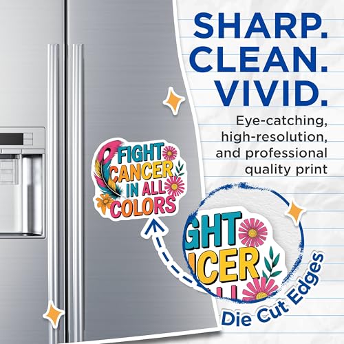 (2 Pack) Fight Cancer in Magnets Magnets - Inspirational Strength Magnet - Cancer Awareness Magnet - 5" On Longest Side - Made in USA - Sticks to Refrigerators & Metal Surfaces - MAG8749