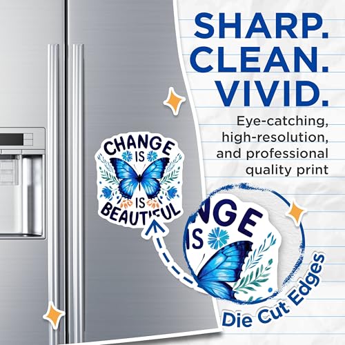 (2 Pack) Change is Beautiful Magnets Magnets - Inspirational Quote - Blue Butterfly Design - 5" On Longest Side - Made in USA - Sticks to Refrigerators & Metal Surfaces - MAG8635