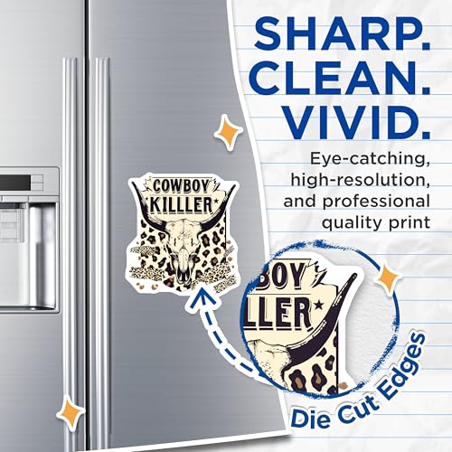 (2 Pack) Cowboy Killer Magnets - Western Decor - Skull Design - Wild West - Leopard Print - 5" On Longest Side - for Cars, Refrigerators, Toolboxes, Lockers - Made in USA BMCS3506