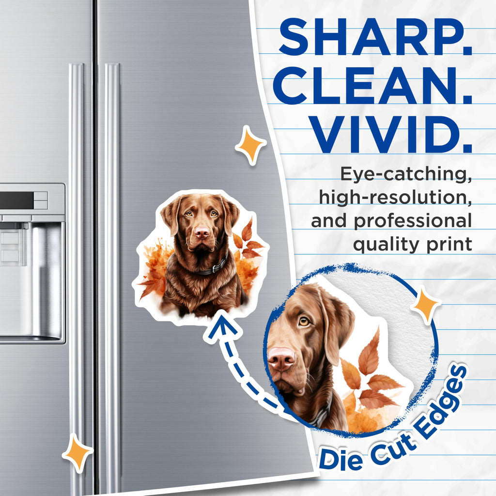 (2 Pack) Chocolate Lab Dog Magnets - Autumn Labrador Retriever Art - Dog Owner Home Decor - 5 Inches On Longest Side - Thick Durable Magnet - Made in USA - MAG27616