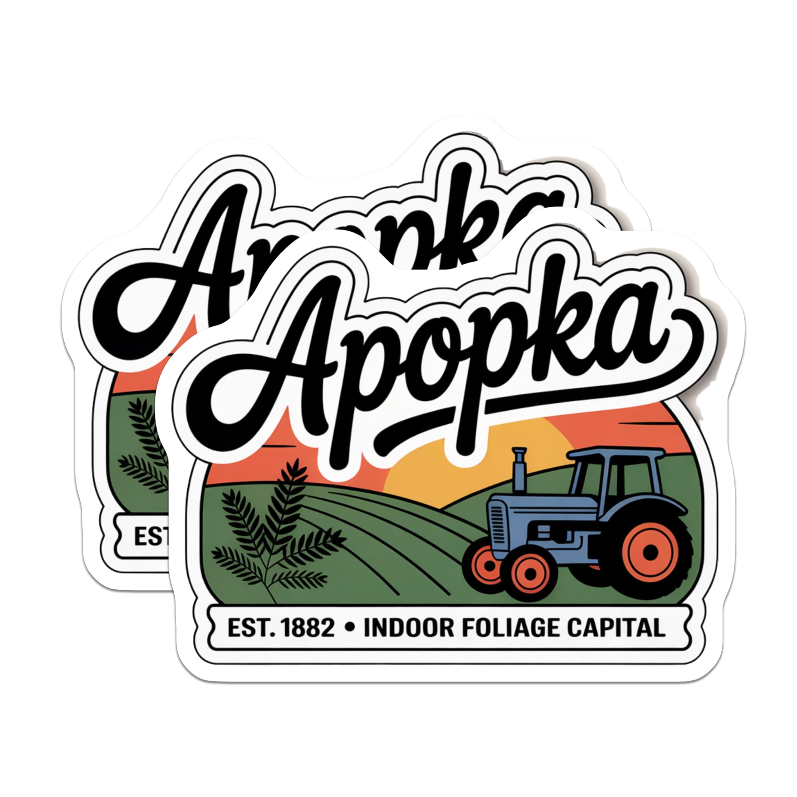 (2 Pack) Apopka Florida Magnets - Tractor Farm Scene - Indoor Foliage Capital Decor - 5 Inches On Longest Side - Thick Durable Magnet - Made in USA - MAG19451