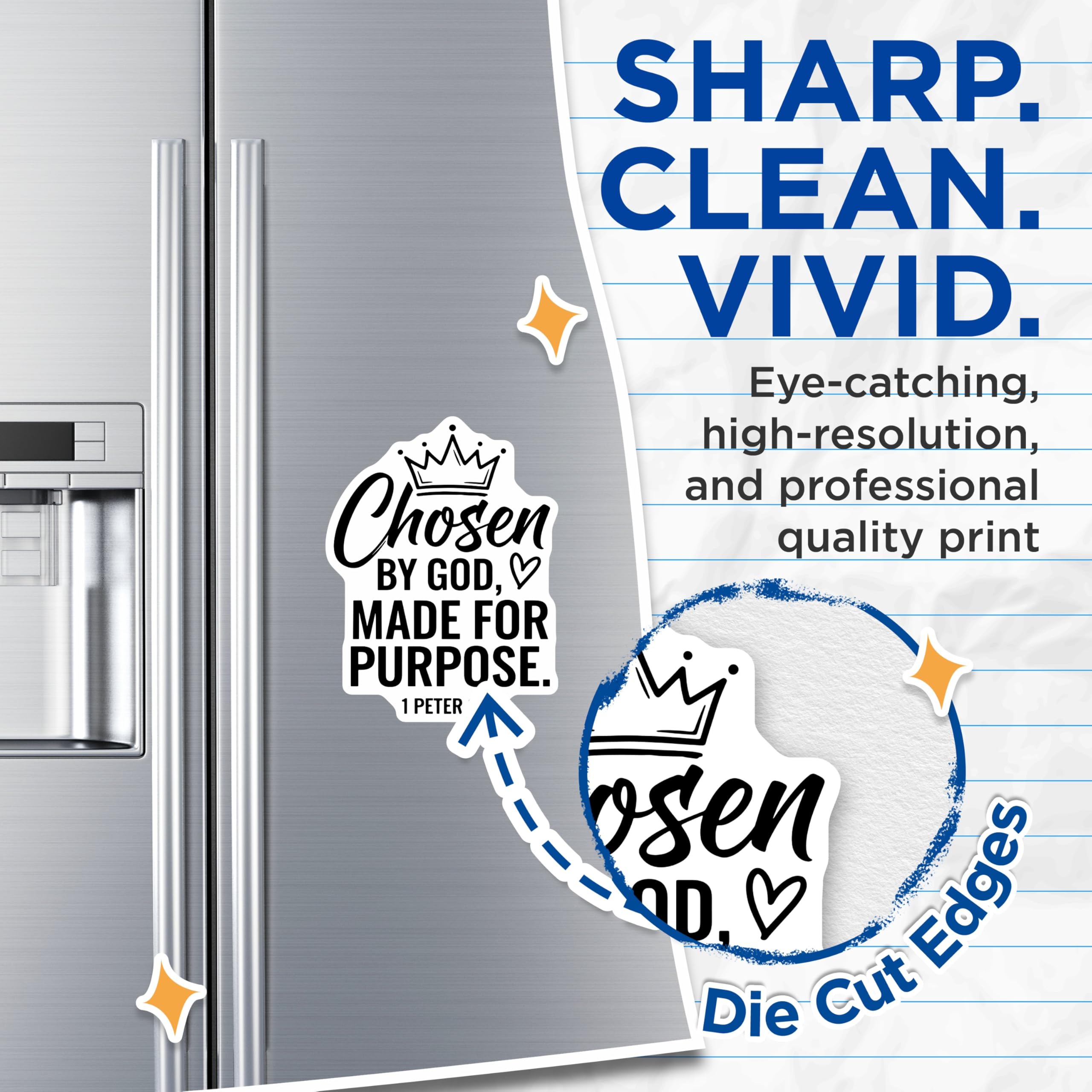 (2 Pack) Christian Magnets - Chosen by God - Inspirational Magnets - 5" On Longest Side - Premium Magnet - for Cars, Refrigerators, Toolboxes, Lockers - Made in USA - MAG15465