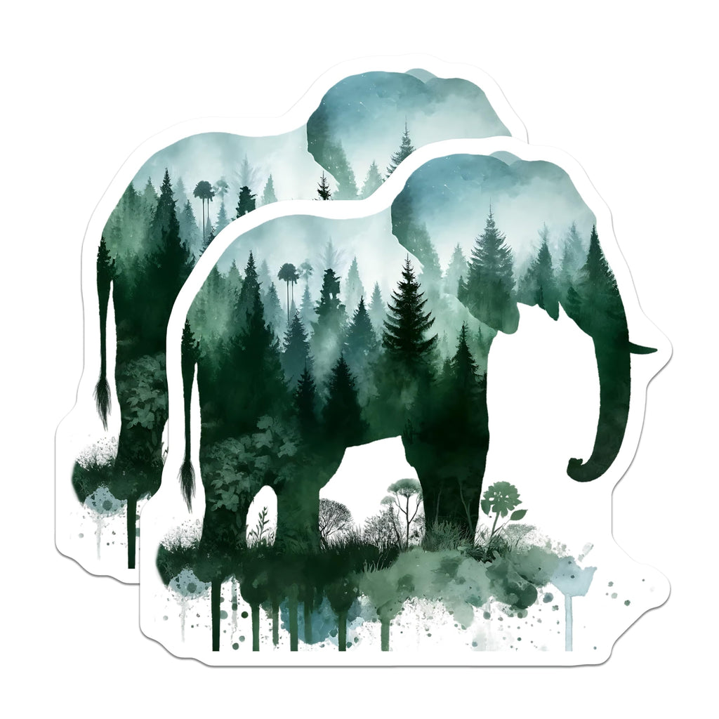 (2 Pack) Elephant Forest Magnets - Nature Inspired Home Decor - Fridge Magnets Set - 5" On Longest Side - Premium Magnet - for Cars, Refrigerators, Toolboxes, Lockers - Made in USA - MAG14514