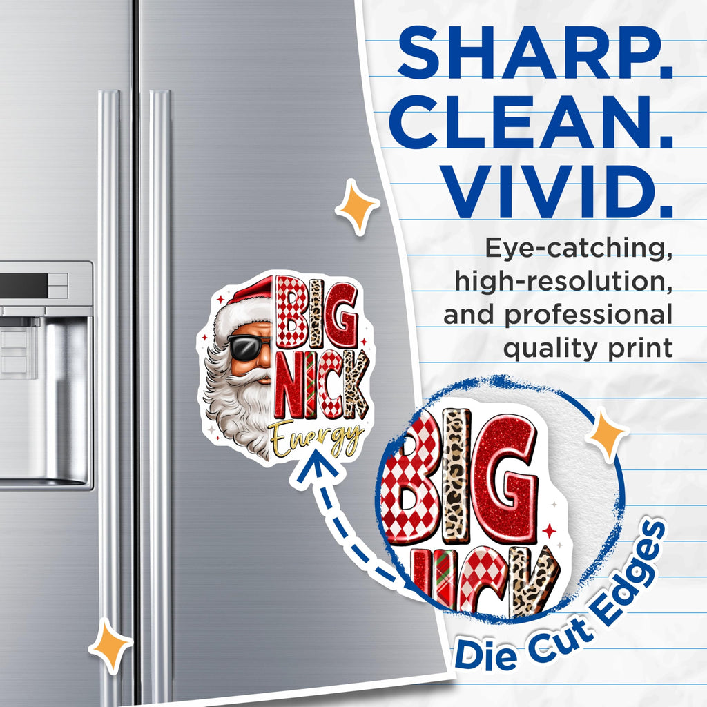 (2 Pack) Big Nick Energy Magnets - Cool Santa Claus Refrigerator Accessory - Funny Christmas Holiday Decor - 5 Inches On Longest Side - Thick Durable Magnet - Made in USA - MAG28875