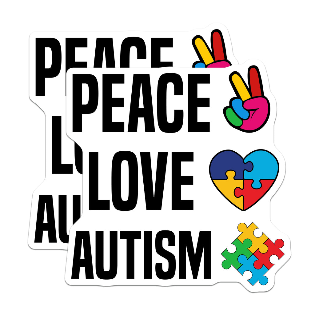 (2 Pack) Autism Awareness Magnets - Peace Love Autism Decor - Neurodiversity Acceptance Advocacy - 5 Inches On Longest Side - Thick Durable Magnet - Made in USA - MAG37499