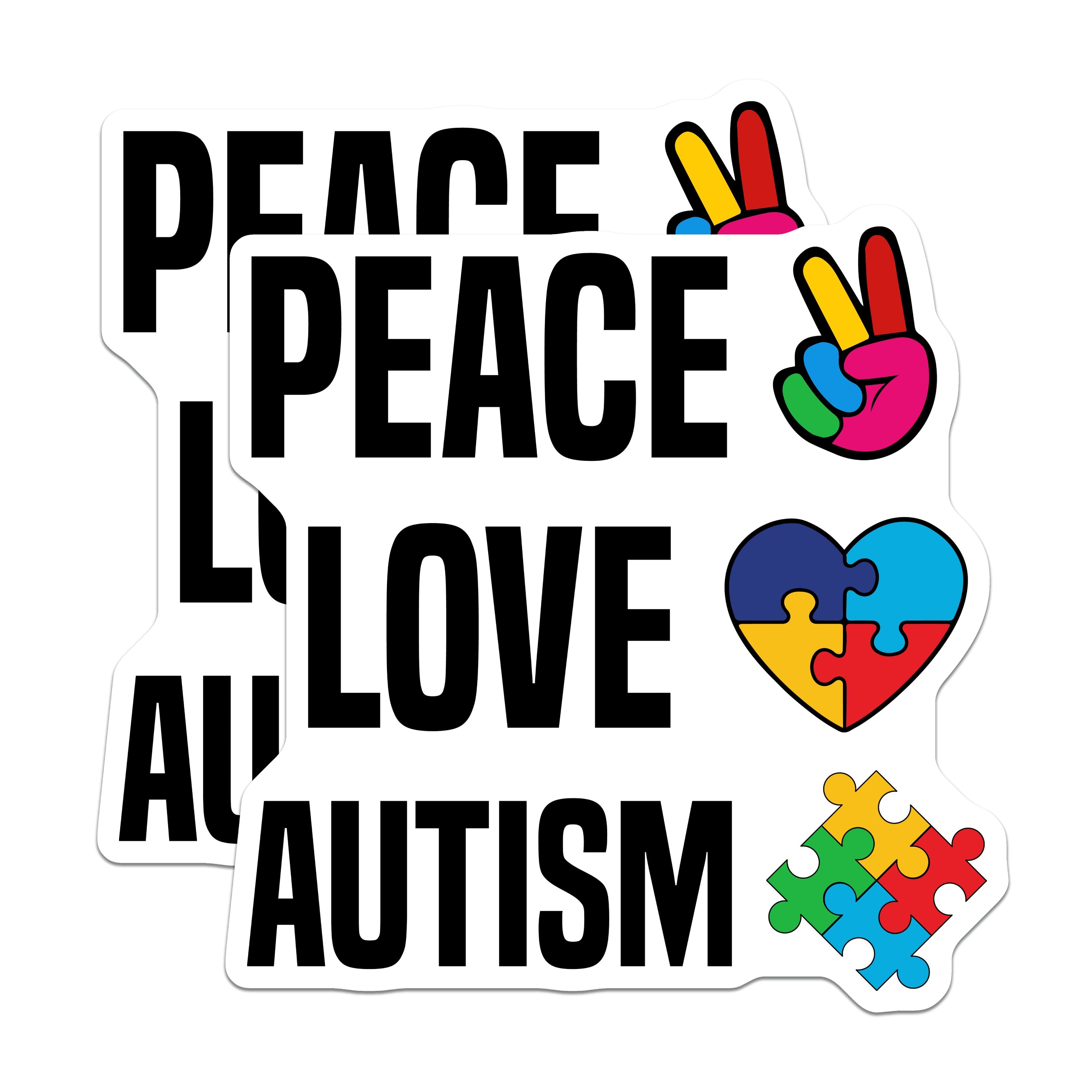 (2 Pack) Autism Awareness Magnets - Peace Love Autism Decor - Neurodiversity Acceptance Advocacy - 5 Inches On Longest Side - Thick Durable Magnet - Made in USA - MAG37499