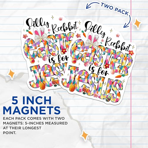 (2 Pack) Easter is for Jesus Magnets - Colorful Easter - Christian Faith - Easter Celebration - 5" On Longest Side - for Cars, Refrigerators, Toolboxes, Lockers - Made in USA BMCS3371