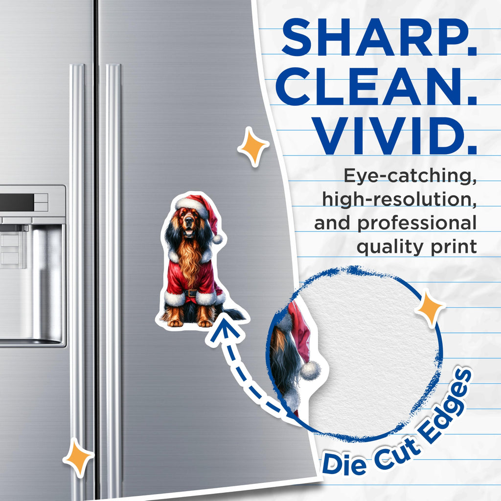 (2 Pack) Christmas Dog Magnets - Santa Dog Decor - Holiday Pet Refrigerator Decor - Stocking Stuffer Magnet for Dog Lovers - 5 Inches On Longest Side - Thick Durable Magnet - Made in USA - MAG25842